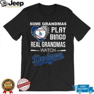Real Grandmas Watch Los Angeles Dodgers Baseball Diamond Heart Shirt