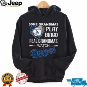 Real Grandmas Watch Los Angeles Dodgers Baseball Diamond Heart Shirt