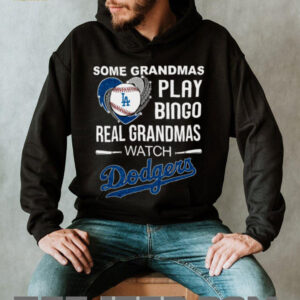 Real Grandmas Watch Los Angeles Dodgers Baseball Diamond Heart Shirt
