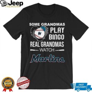 Real Grandmas Watch Miami Marlins Baseball Diamond Heart Shirt