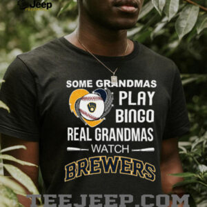 Real Grandmas Watch Milwaukee Brewers Baseball Diamond Heart Shirt