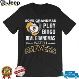 Real Grandmas Watch Milwaukee Brewers Baseball Diamond Heart Shirt