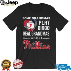 Real Grandmas Watch Philadelphia Phillies Baseball Diamond Heart Shirt