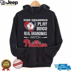 Real Grandmas Watch Philadelphia Phillies Baseball Diamond Heart Shirt