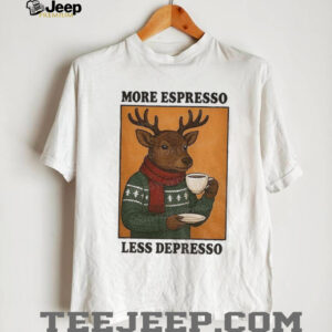 Reindeer drinking coffee more espresso less depresso Christmas shirt