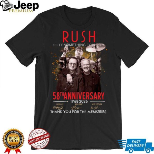 Rush Fifty Something Tour 2025 Celebrating 58th Anniversary Since 1968 T Shirt