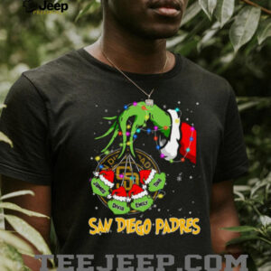 San Diego Padres Custom Name Grinch Holiday Lights Shirt – Personalized MLB Baseball Fan Christmas Tee