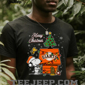 San Francisco Giants Merry Christmas Snoopy Baby T Shirt Holiday Baseball Tee