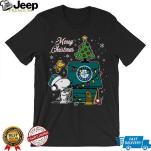Seattle Mariners Merry Christmas Snoopy Baby T Shirt Holiday Baseball Tee