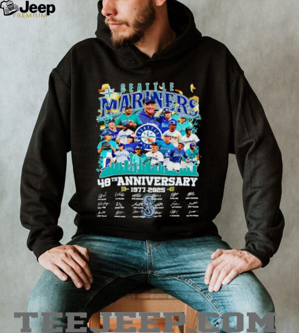 Seattle Mariners baseball 48th Anniversary 1977 2025 Team signature shirt