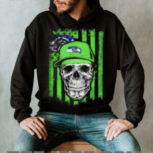 Seattle Seahawks Football Skull Us Flag T Shirt