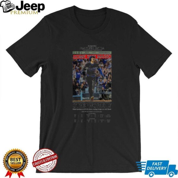 Shohei Ohtani 2025 NLCS Dodgers Newspaper Home Run magic shirt