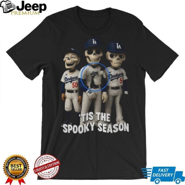 Skeleton Spooky Season Los Angeles Dodgers ‘Tis The Spooky Season Halloween Baseball shirt