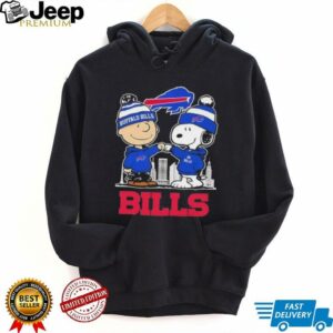 Snoopy And Charlie Brown Buffalo Bills Football Skyline Cartoon Mashup T Shirt