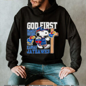 Snoopy God First, Family Second, Then Kansas Jayhawks T Shirt