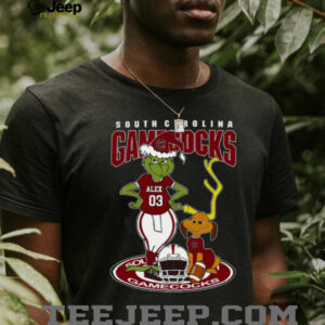 South Carolina Gamecocks Grinch and Dog Tee – Custom Name NCAA Football Shirt – Funny Holiday Gift & Game Day Fan Outfit