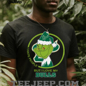 South Florida Bulls Grinch Christmas T Shirt Hates People But Loves Football
