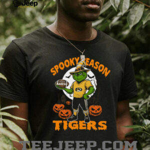 Spooky Season Missouri Tigers Tee – Grinch NCAA Football Shirt – Personalized Halloween Fan Gear with Custom Name