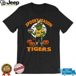 Spooky Season Missouri Tigers Tee – Grinch NCAA Football Shirt – Personalized Halloween Fan Gear with Custom Name