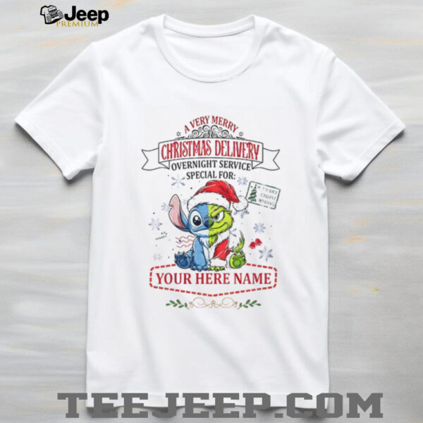 Stitch x Grinch a very merry Christmas delivery overnight service special for Merry Christmas shirt