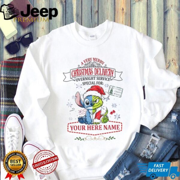 Stitch x Grinch a very merry Christmas delivery overnight service special for Merry Christmas shirt