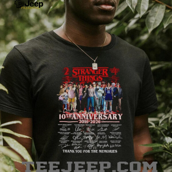Stranger Things 10th Anniversary 2016 2026 Thank You For The Memories signatures shirt