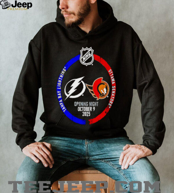 Tampa Bay Lightning vs Ottawa Senators hockey 2025 NHL Opening Night shirt