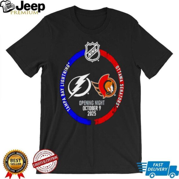 Tampa Bay Lightning vs Ottawa Senators hockey 2025 NHL Opening Night shirt