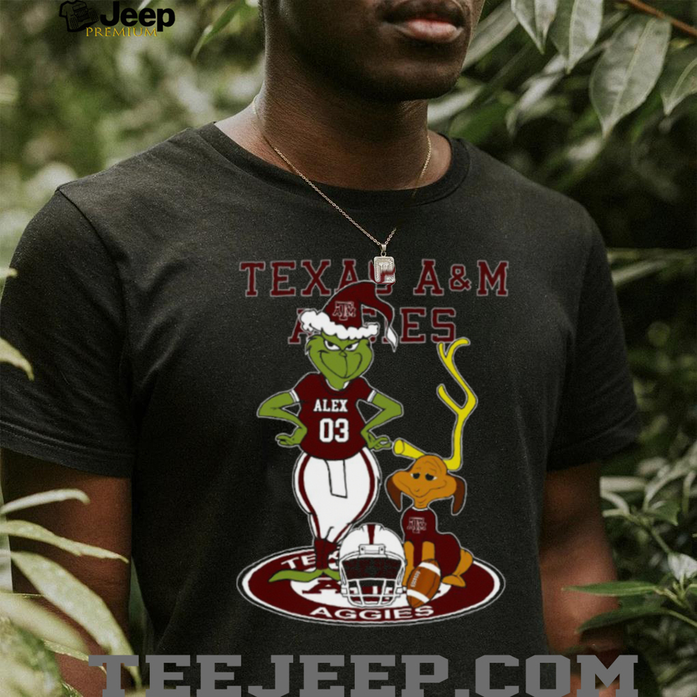 Texas A&M Aggies NCAA Football Grinch with Dog Tee – Custom Name Fan Shirt – Personalized Christmas Outfit & Holiday Gift Idea Texas A&M Aggies NCAA Football Grinch with Dog Tee – Custom Name Fan Shirt – Personalized Christmas Outfit & Holiday Gift Idea