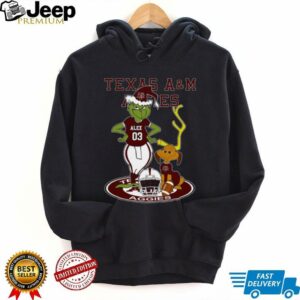 Texas A&M Aggies NCAA Football Grinch with Dog Tee – Custom Name Fan Shirt – Personalized Christmas Outfit & Holiday Gift Idea