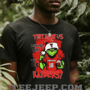 Texas Tech Red Raiders Custom Name Grinch Holiday Shirt – NCAA Football Christmas Tee – “They Hate Us Because They Ain’t Us” Quote Gift