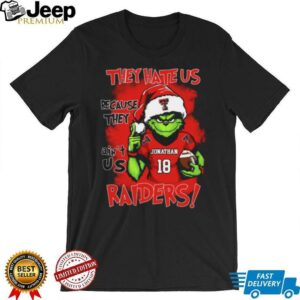 Texas Tech Red Raiders Custom Name Grinch Holiday Shirt – NCAA Football Christmas Tee – “They Hate Us Because They Ain’t Us” Quote Gift