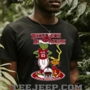 Texas Tech Red Raiders Grinch with Dog Tee – Custom Name NCAA Football Shirt – Personalized Holiday Fan Gift & Game Day Wear