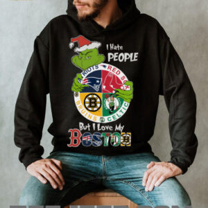 The Grinch Boston Team Christmas T Shirt I Hate People But Love My Boston Sports