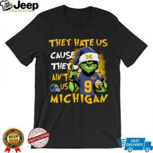 The Grinch Santa Hat They Hate Us Because Ain’t Us Michigan Football Christmas Shirt