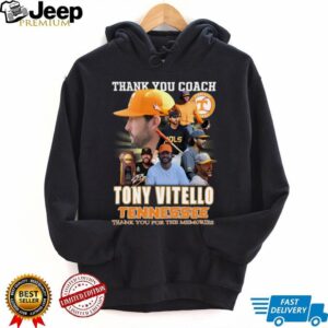 Tony Vitello 2025 Thank You Coach Tennessee Baseball Legends Autograph Shirt