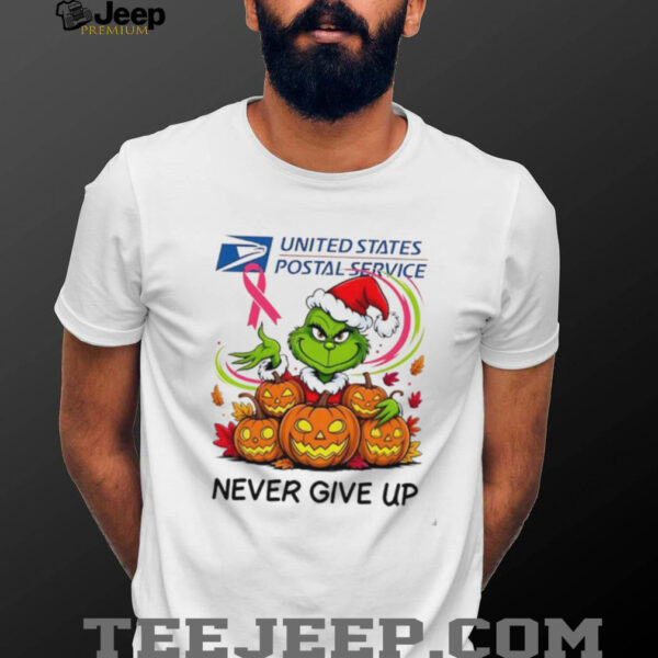 USPS x Grinch Christmas never give up shirt
