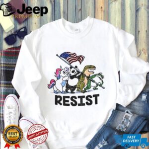 Unicorn Panda Alligator Frog Resist No Kings American flag political shirt