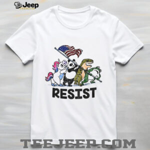 Unicorn Panda Alligator Frog Resist No Kings American flag political shirt