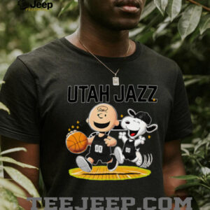 Utah Jazz X Charlie Brown And Snoopy Playing Basketball Shirt