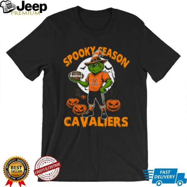 Virginia Cavaliers Halloween Shirt – Spooky Season NCAA Football Tee – Custom Name Grinch College Fan Apparel