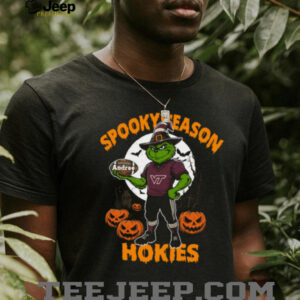Virginia Tech Hokies Spooky Season Tee – Custom Name NCAA Football Shirt – Grinch Halloween Personalized Gift