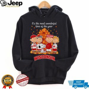 Wisconsin Badgers x Peanuts Fall T Shirt It’s the Most Wonderful Time of the Year