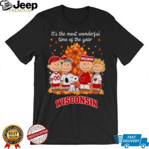 Wisconsin Badgers x Peanuts Fall T Shirt It’s the Most Wonderful Time of the Year