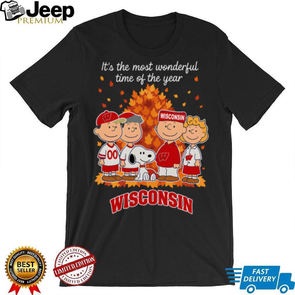 Wisconsin Badgers x Peanuts Fall T Shirt It’s the Most Wonderful Time of the Year Wisconsin Badgers x Peanuts Fall T Shirt It’s the Most Wonderful Time of the Year