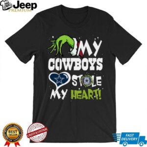 Santa Grinch X My Cowboys Football Stole My Heart Christmas Hoodie