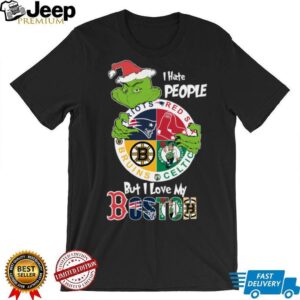 The Grinch I Hate People But I Love My Boston Team Sport Christmas Shirt