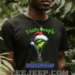 Grinch I Hate People But I Love My Boise State Broncos Merry Christmas Hoodie Sweatshirt