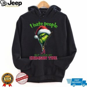 Grinch Santa Hat I Hate People But I Love My Alabama Crimson Tide Christmas Logo Shirt Clothing