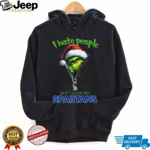Grinch Santa Hat I Hate People But I Love My San José State Spartans Christmas Logo Shirt Clothing